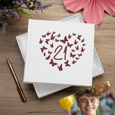 21st Birthday White Photo Album Gift With Butterflies 50 x 6x4 Photos